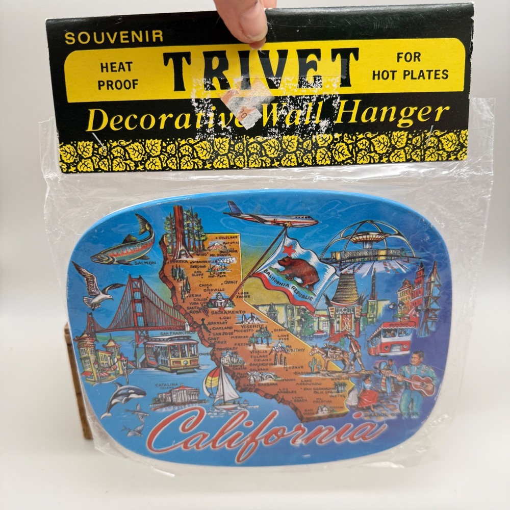 Vintage Karol Western California Souvenir Trivet Wall Hanger Map Hot Plate New